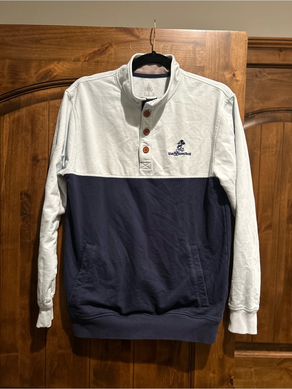 Disney Two-Tone Zip-Up Pullover - Light Gray & Navy